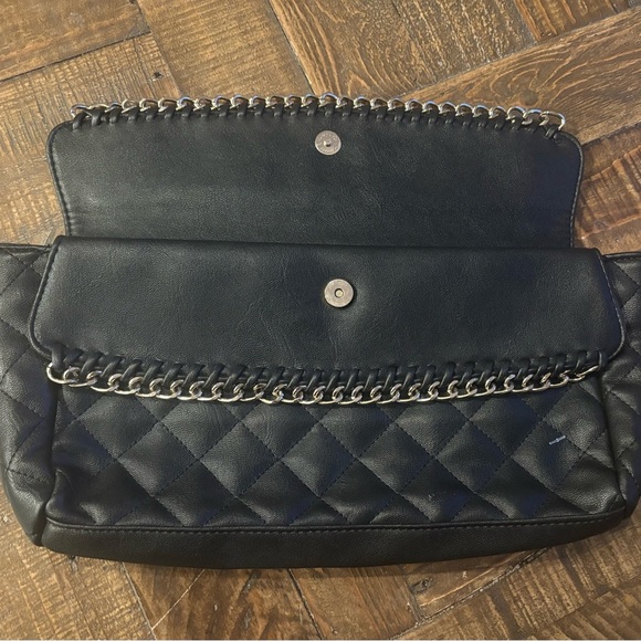 Bebe Black Jenny Leather Quilted Clutch Handbag 
Silver Hardware - Picture 2 of 10